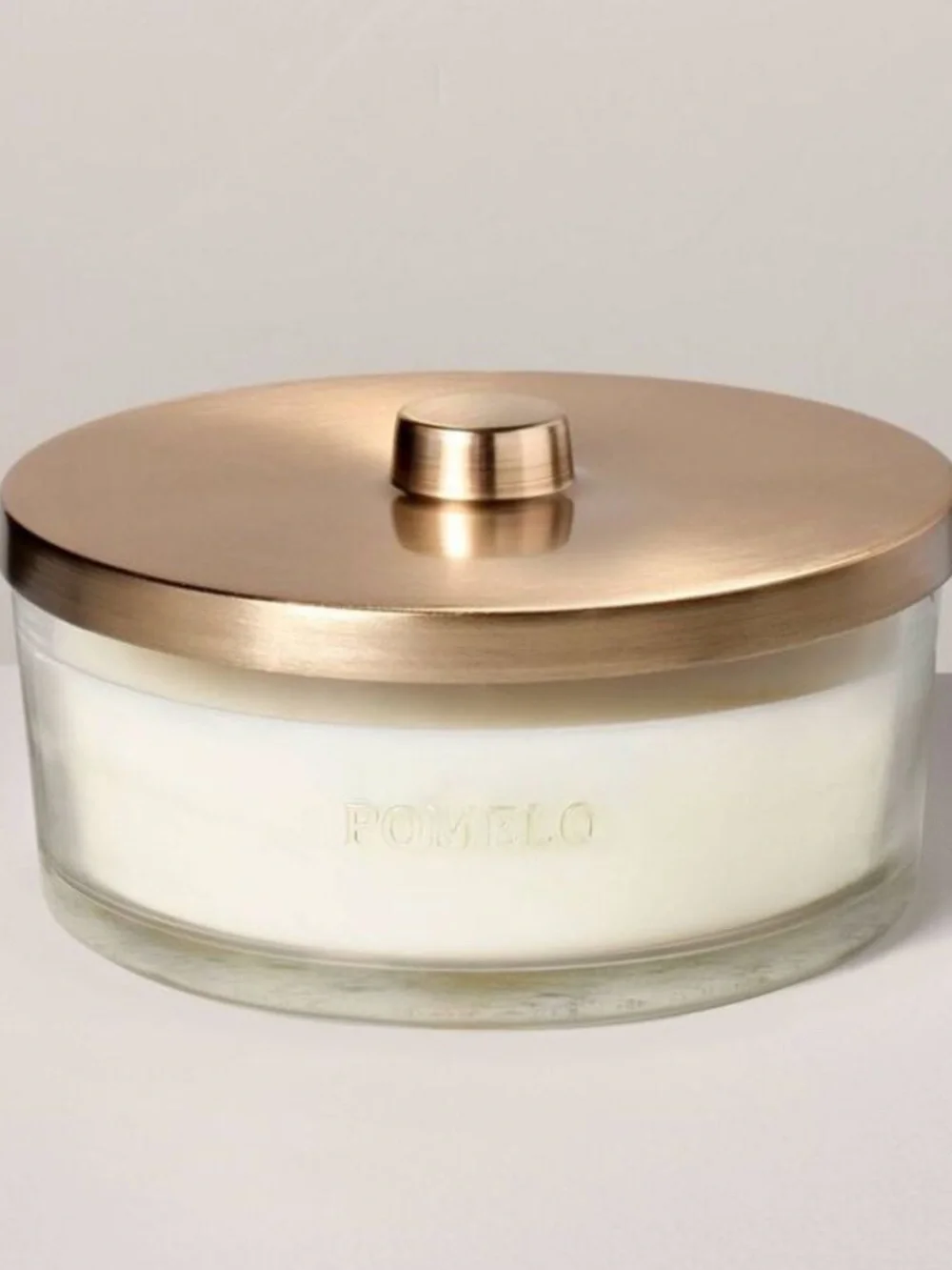 Hearth and Hand 5-Wick Clear Glass Pomelo Knob-Lid Jar Candle 28oz Gold